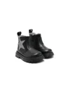 Monnalisa Glitter-detailing Leather Boots In Black
