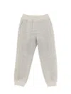 Monnalisa Glitter Fleece Joggers With Bow In Ecru + Silver