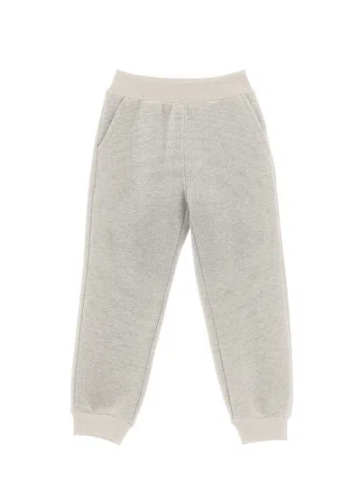Monnalisa Kids'   Glitter Fleece Joggers With Bow In Ecru + Silver