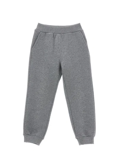 Monnalisa Kids'   Glitter Fleece Joggers With Bow In Grey