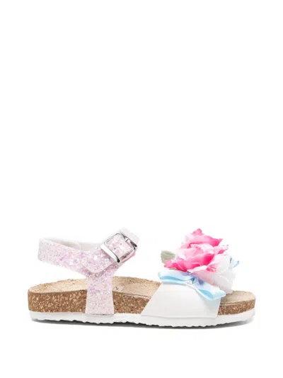 Monnalisa Glitter Floral Sandals In Multi