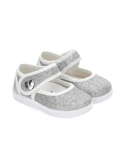 Monnalisa Babies' Glitter Heart-appliqué Ballet Flat In Multi