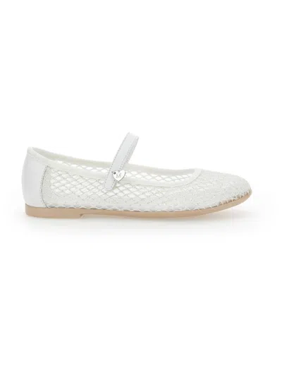 Monnalisa Kids'   Glitter Mesh Ballerinas In White