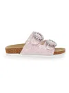 Monnalisa Glitter Sandals With Rhinestones In Pink