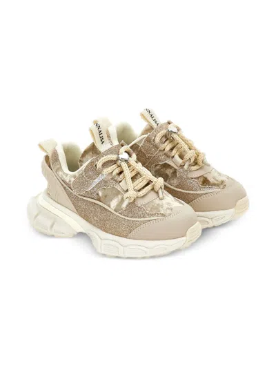 Monnalisa Kids' Glitter Sneakers In Neutral