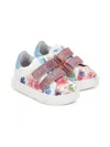 Monnalisa Glitter-strap Floral-print Sneakers In Multi