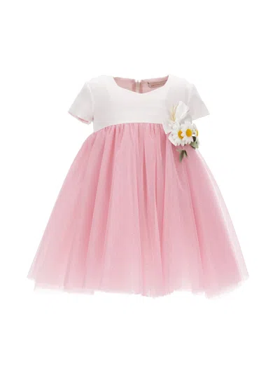 Monnalisa Kids'   Glitter Tulle Dress In Pink + Silver