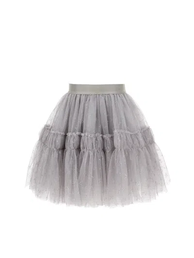 Monnalisa Kids'   Glittery Tulle Skirt In Grey