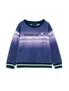 Monnalisa Graduated Crewneck Sweatshirt In Blue + Cream