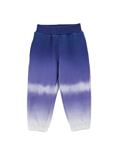 Monnalisa Kids'   Graduated Fleece Joggers In Blue + Cream