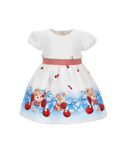 Monnalisa Kids'   Graduated Print Poplin Dress In White