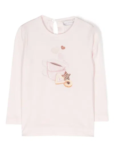 Monnalisa Babies' Graphic-print Cotton Sweatshirt In Pink
