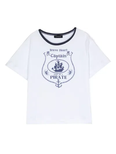 Monnalisa Kids' Graphic-print Cotton T-shirt In White