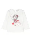 Monnalisa Graphic-print Cotton T-shirt In White