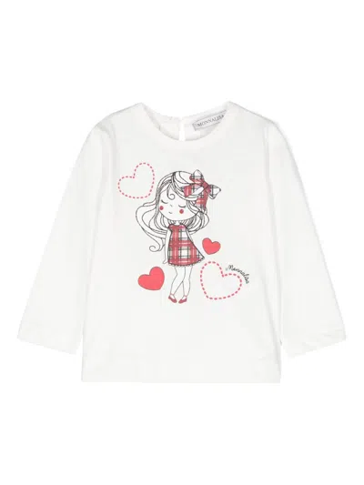 Monnalisa Babies' Graphic-print Cotton T-shirt In White