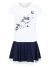 Monnalisa Zweifarbiges Kleid Mit Glam-print In White