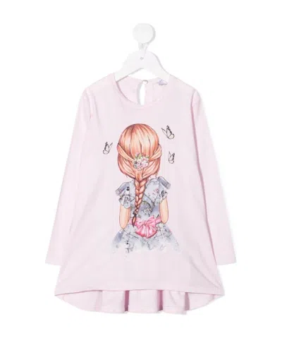 Monnalisa Kids' Graphic-print Flared Top In White