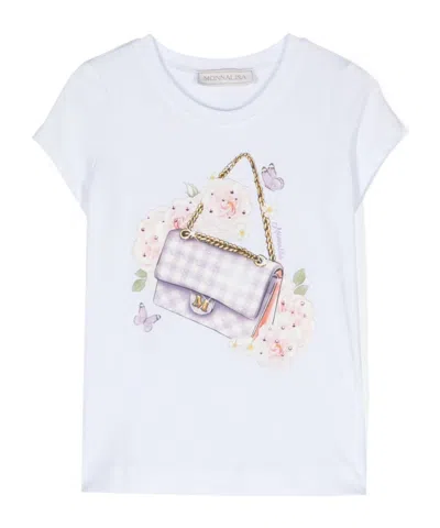 Monnalisa Kids' Graphic-print Jersey-texture T-shirt In White