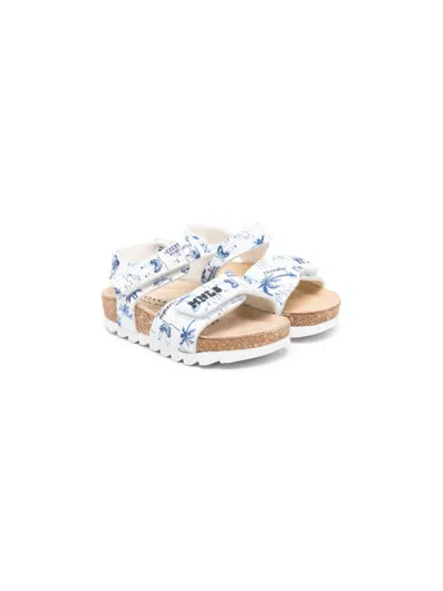 Monnalisa Babies' Graphic-print Leather Sandals In 蓝色