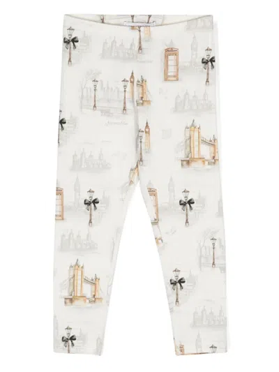 Monnalisa Kids' Graphic-print Leggings In White