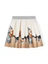 Monnalisa Graphic-print Pleated Skirt In White