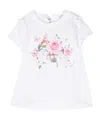 Monnalisa Graphic-print Ruffled Cotton T-shirt In White