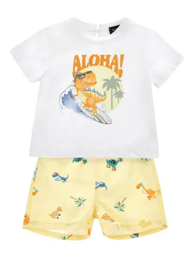 Monnalisa Babies' Graphic-print Shorts Set In White