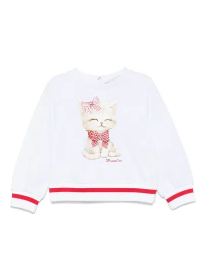 Monnalisa Babies' Sweatshirt Mit Grafischem Print In Weiss