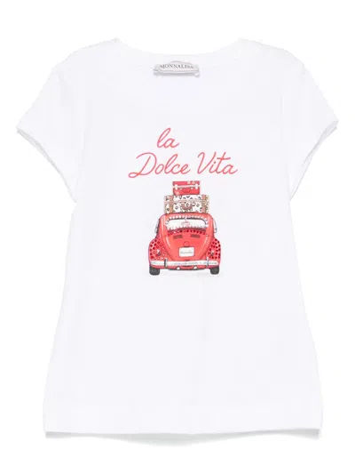 Monnalisa Kids' Graphic-print T-shirt In White