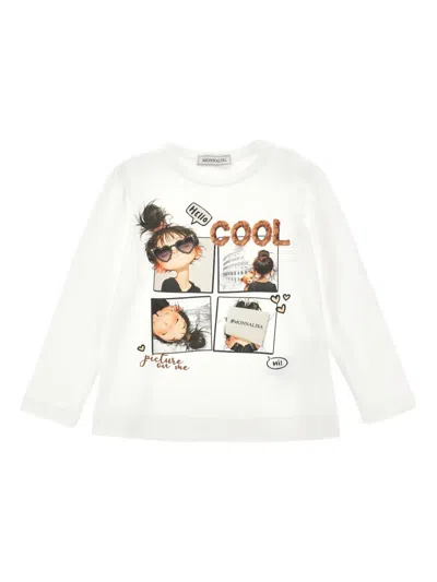 Monnalisa Kids' Graphic-print T-shirt In White