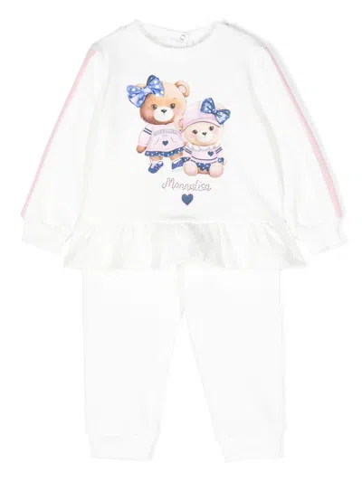 Monnalisa Babies' Graphic-print Tracksuit In White