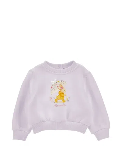 Monnalisa Babies'   Sweatshirt With Teddy Bear And Bow In Purple