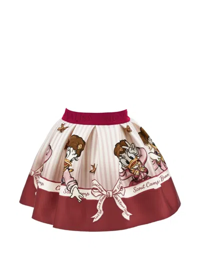Monnalisa Kids' Graphic-print Box-pleat Skirt In Red