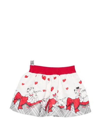 Monnalisa Kids' Graphic-print Flared Skirt In White