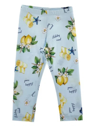Monnalisa Kids' Graphic-print Leggins In Blue