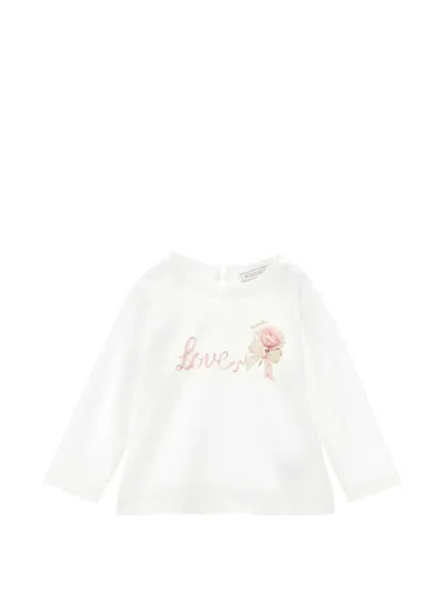Monnalisa Babies' Graphic-print Long-sleeve T-shirt In White