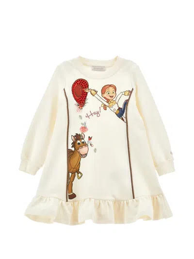 Monnalisa Kids' Graphic-print Ruffled Dress In Neutral
