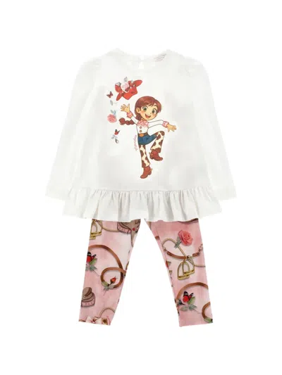 Monnalisa Kids' Graphic-print Ruffled Tracksuit In Multi