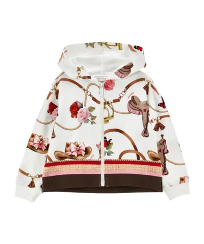 Monnalisa Kids' Graphic-print Zip-up Hoodie In Animal Print