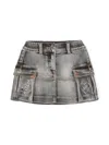Monnalisa Denim Cargo Mini Skirt In Black