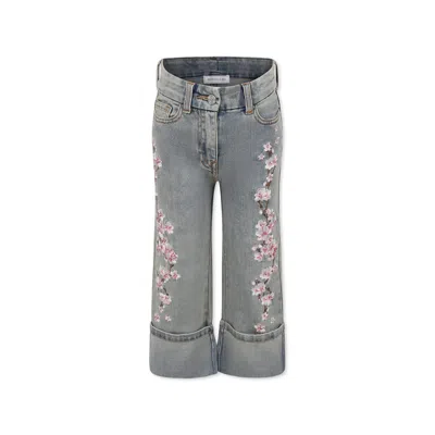 MONNALISA GRAY JEANS FOR GIRL WITH CHERRY BLOSSOMS