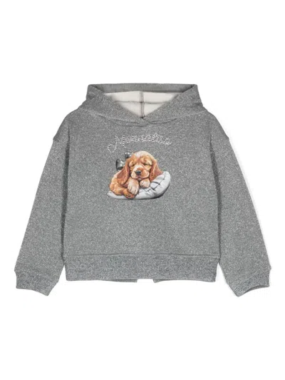 Monnalisa Kids' Metallic-effect Hoodie In Grey