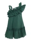 Monnalisa Ruffled Asymmetric Dress In Green