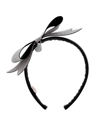 Monnalisa Kids'   Lurex Bow Headband In Black