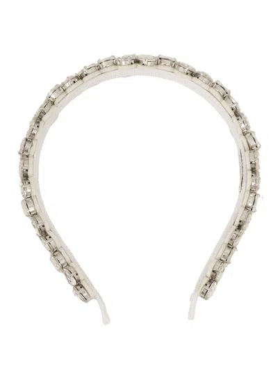 Monnalisa Amira Headband With Rhinestones In Cream