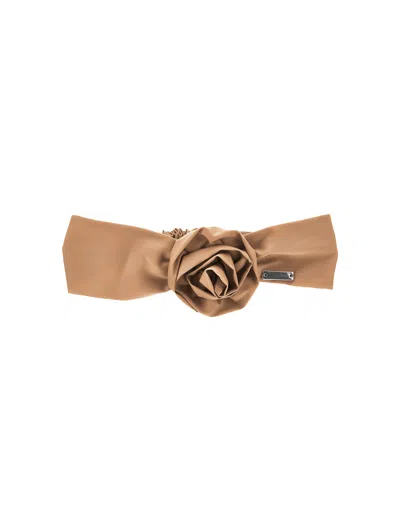 Monnalisa Kids'   Hair Band With Rose In Caramel