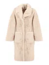 Monnalisa Teddy Coat Buttons In Neutral