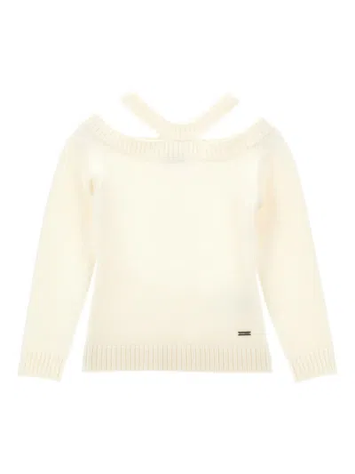 Monnalisa Kids' Halterneck Sweater In Neutral