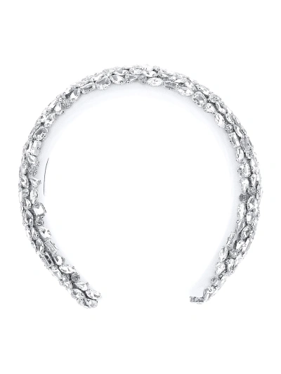 Monnalisa Headband In Rhinestones And Bezels In White