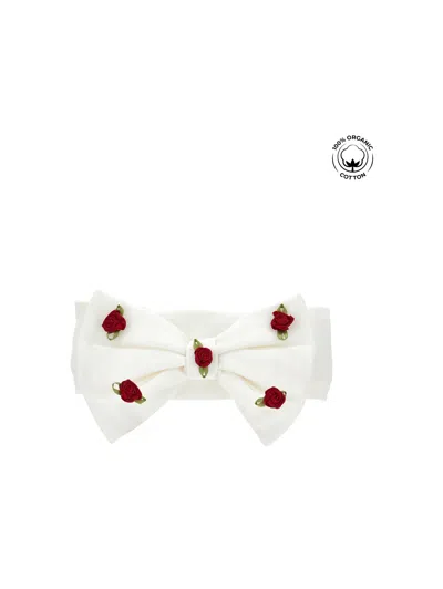 Monnalisa Kids'   Headband With Bow And Roses In White